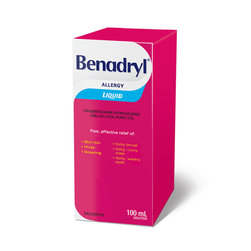 Benadryl's Allergy Medicine Liquid Elixir Bottle