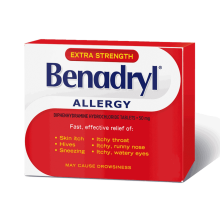 Benadryl's Extra Strength Allergy Medicine Caplets Box